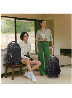 SENATOR Rolling Trolley Backpack Unisex Carryon Luggage 21 Inch Laptop Travel Suitcase Business Bag College Student KH8045 Black  - Image 2