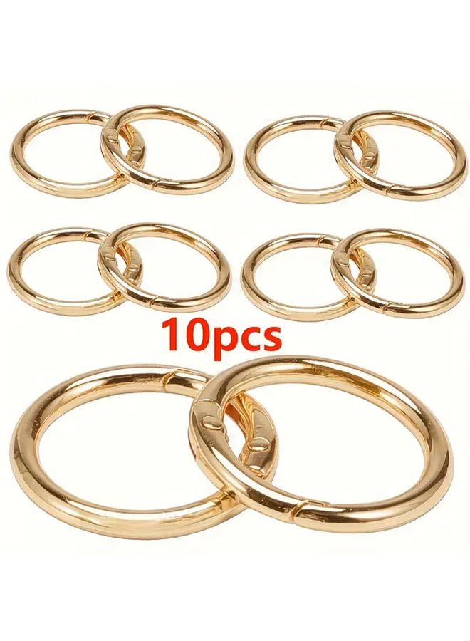 10pcs Golden Zinc Alloy Spring O Rings Snap Hooks For Wallets Handbags Belt DIY - Image 1