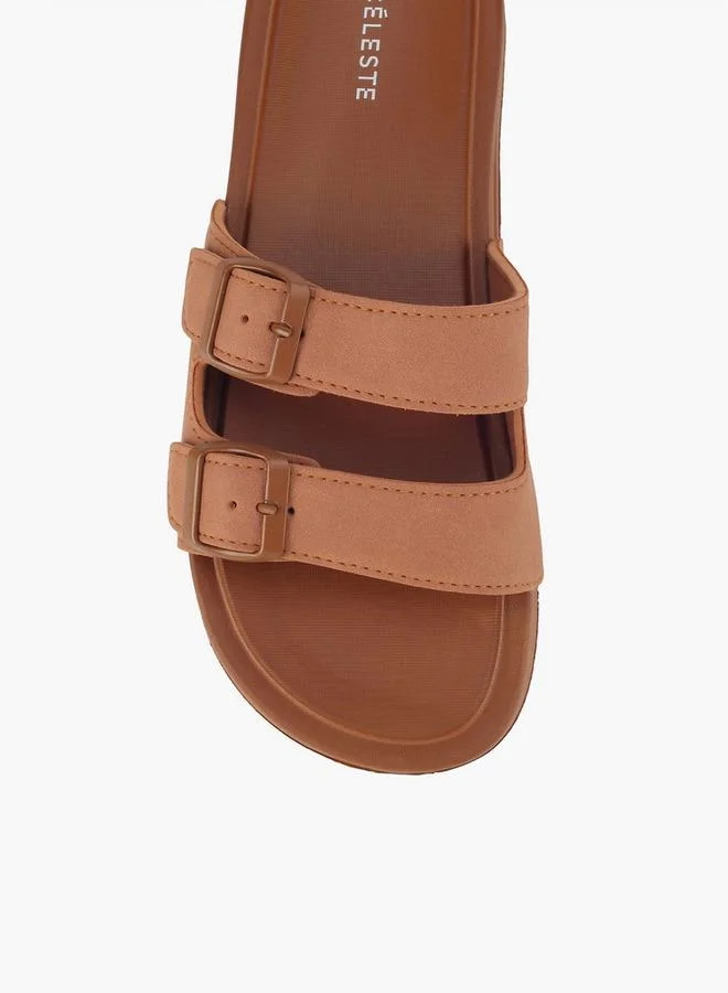 Celeste TAN Women Buckle Detail Slides for Women | Best Price UAE