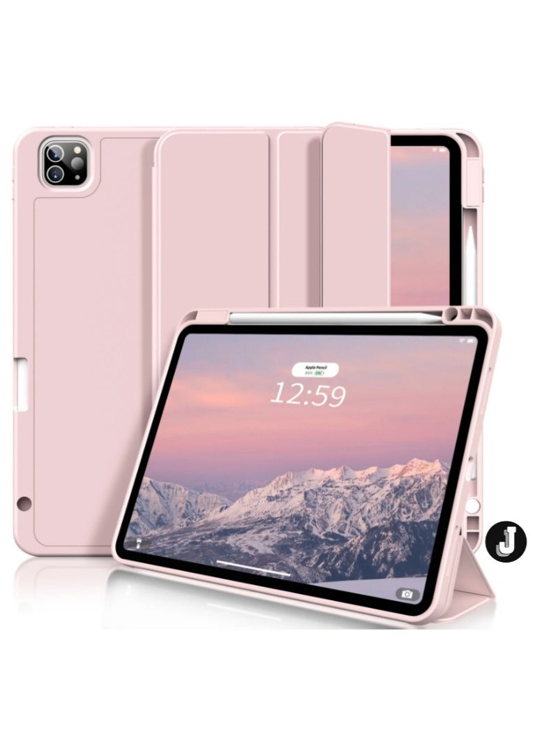 JAJEEK "iPad Pro 11 Inch Case (4th/3rd/2nd Gen, 2022/2021/2020) – Trifold Stand Smart Case, Soft TPU Back, Wireless Pencil Charging, Auto Wake/Sleep, Pencil Holder – Pink" - Image 1