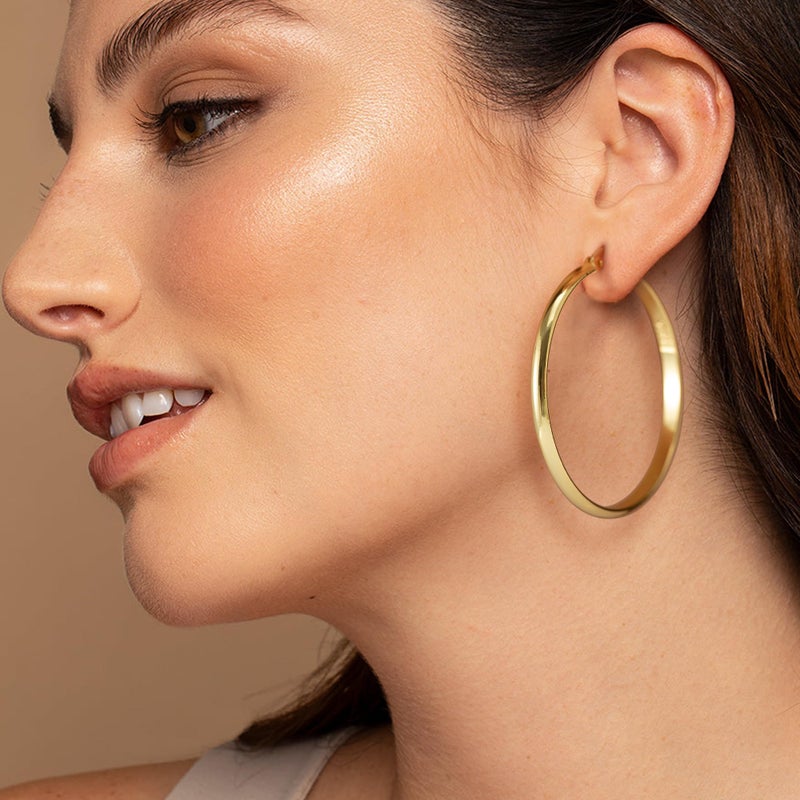 OOOPEL 3mm Large Gold Hoop Earrings for Women Hypoallergenic Sterling Silver Post Big Earrings Hoops Lightweight 14k Gold Hoop Earrings for Women - Image 5
