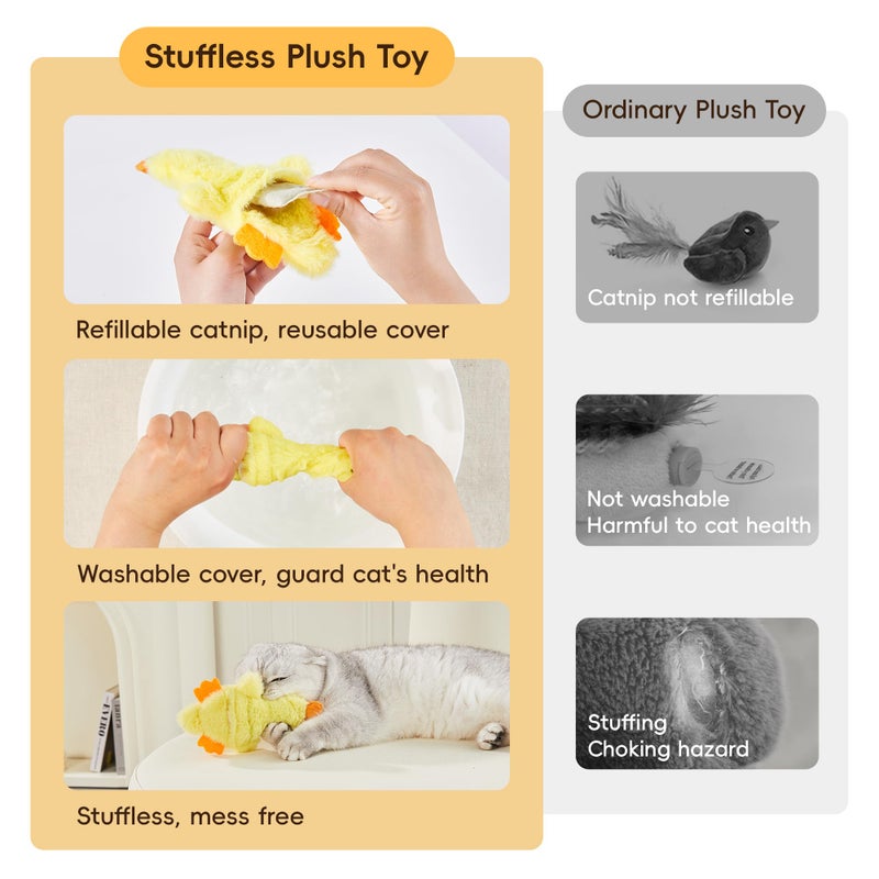 Potaroma Cat Toys Catnip Crinkly Sound 2 Pcs, Mess-Free Stuffless Kitten Toy, Durable Feline Bite Interactive Kicker Toys for Cat Indoor Exercise 6.5 Inches - Image 4