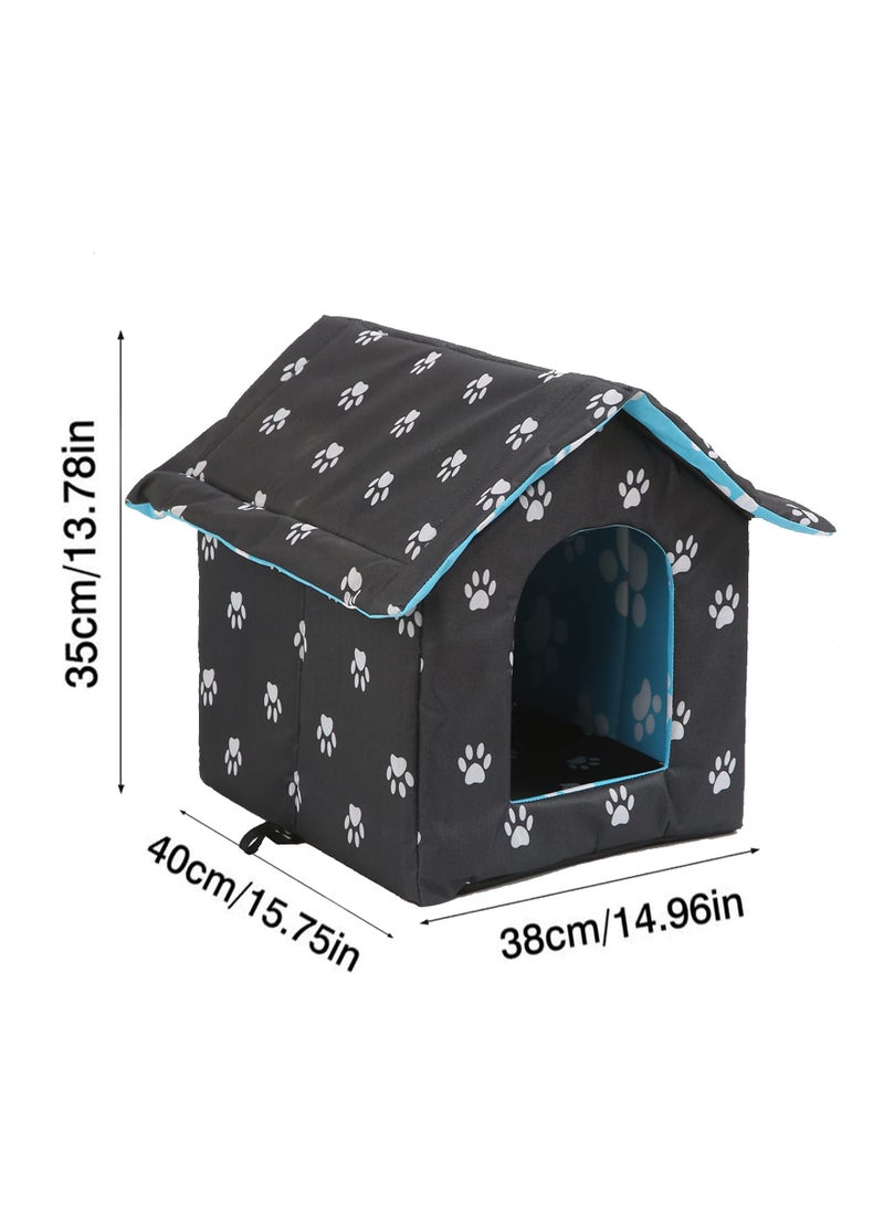 Cat Houses for Outdoor Cats，Weatherproof, Warm and Insulated Cat House with Transparent Curtain，Cat Tent，Pet House, Stray Cats Shelter (Black, Medium) - Image 3