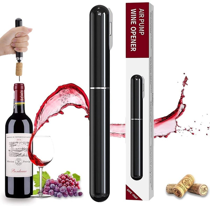 Deoxys Deoxys 2in1 Air Pressure Wine Opener with Foil Cutter Wine Bottle Opener EasyOpen Air Pump Wine Opener Portable Travel Wine Corkscrew Handheld Wine Cork Remover Best Gifts for Wine Lovers - Image 1