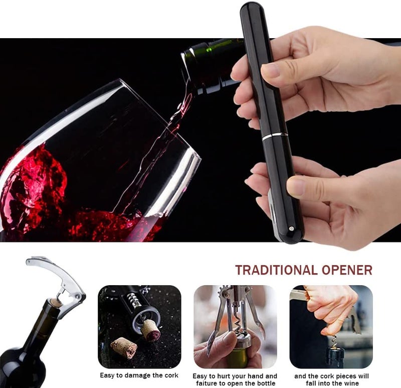 Deoxys Deoxys 2in1 Air Pressure Wine Opener with Foil Cutter Wine Bottle Opener EasyOpen Air Pump Wine Opener Portable Travel Wine Corkscrew Handheld Wine Cork Remover Best Gifts for Wine Lovers - Image 5