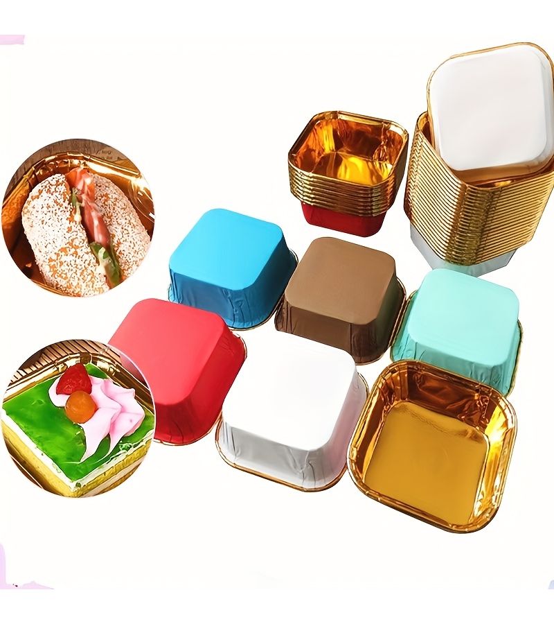 25 Black Square Cake Cups Disposable Muffin Baking Liners for Wedding Birthday Party Bakery Supplies - Image 2