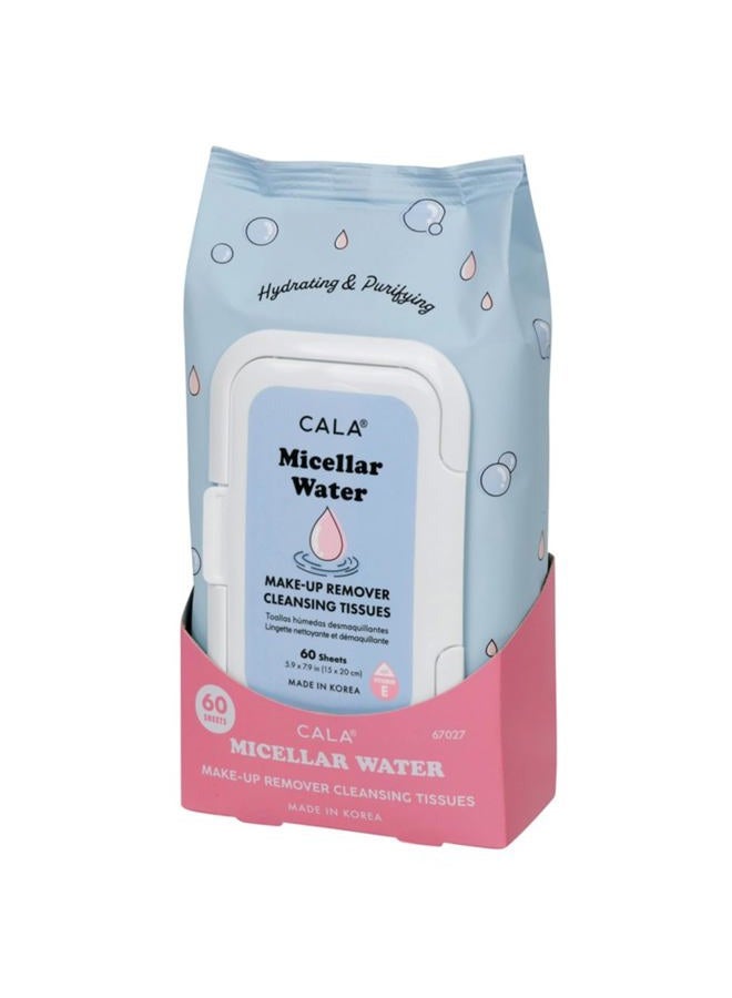Micellar water make-up remover cleansing tissues 60 count, 60 Count