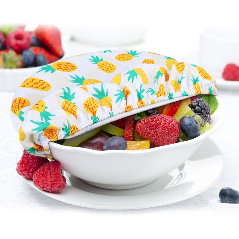 Patelai 10 Pcs Bowl Covers Reusable in 5 Size Stretch Cloth Fabric Elastic Food Storage Bowl Covers Bread Sourdough Lids for Proofing Food Fruits Leftover (Bright,Summer Style) - Image 5