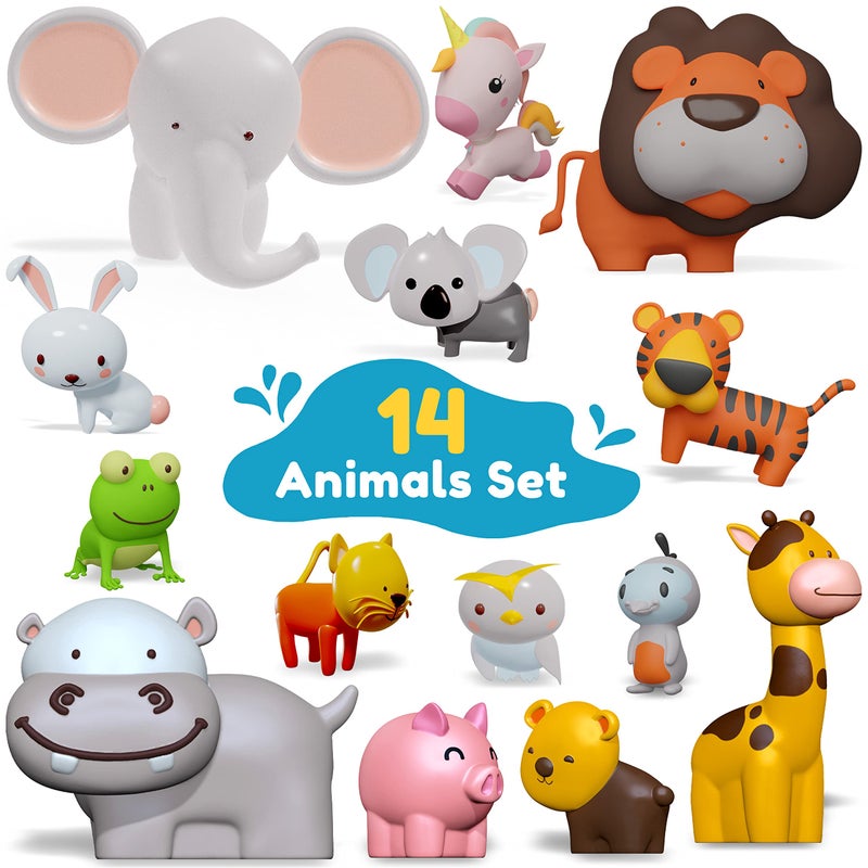 SplashEZ Bath Toys for Kids Ages 4-8, Kids Bath Toys for Boys, Mold Free Animals XL Bathtub Water Set for Children, Soft Durable, No Mold for Water Tub & Pool, Ages 0-1-3-4-5-6-8 - Image 1