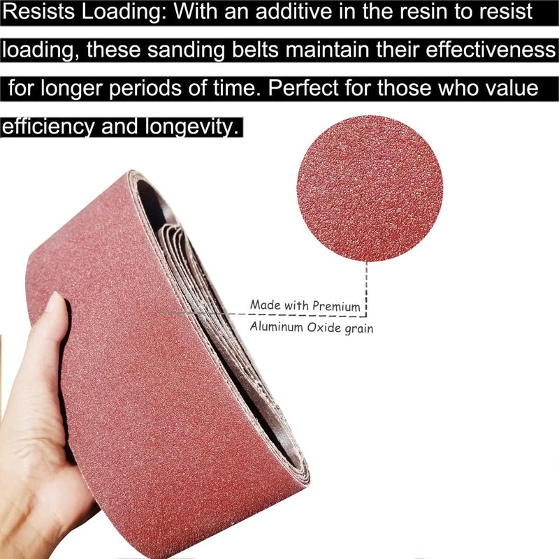 Tonmp 15 PCS 4" x 24" Premium Sander Belts - 5 Each of 40 80 120 Grit Aluminum Oxide Sanding Belts For Belt sander (4x24 inch) - Image 5