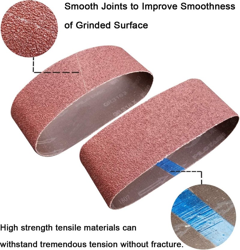 Tonmp 15 PCS 4" x 24" Premium Sander Belts - 5 Each of 40 80 120 Grit Aluminum Oxide Sanding Belts For Belt sander (4x24 inch) - Image 4
