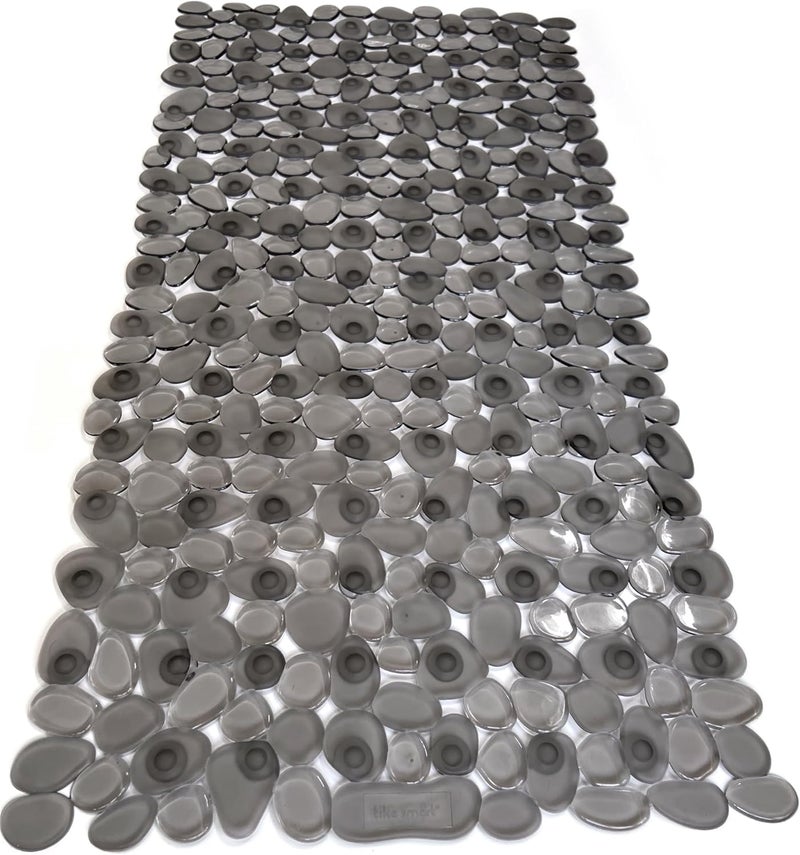 Tike Smart “Pebbles” Non-Slip Bathtub/Shower Mat 27.5”x14” Rectangular, Non-Toxic, Safe, Clean, Machine-Washable, Superior Grip & Drainage, Vinyl, for Smooth Floors ONLY, Transparent Gray - Image 2