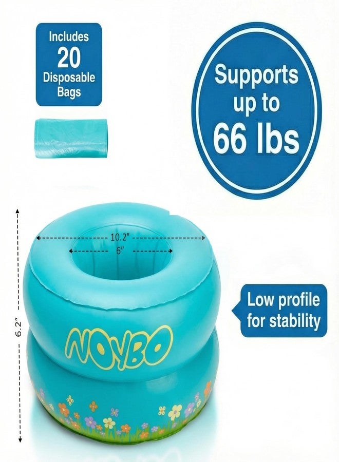 Noybo Travel Potty Seat for Toddlers - Inflatable Portable Toilet Kids Chair, Foldable Compact Lightweight Potty for Camping Road Trips, Outdoor Car Travel, Holds 66 lbs and 20 Durable Disposable Bags - Image 4