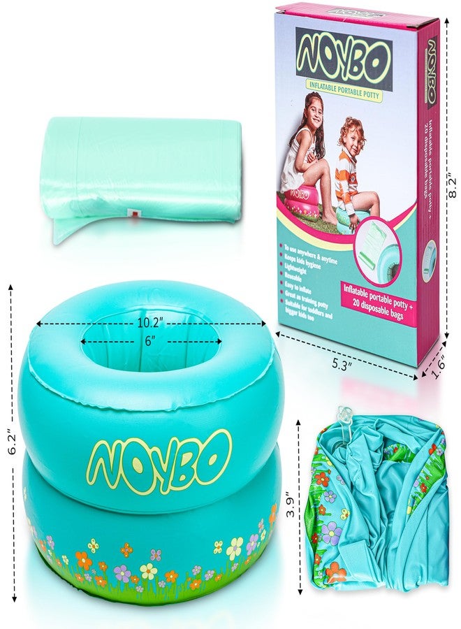 Noybo Travel Potty Seat for Toddlers - Inflatable Portable Toilet Kids Chair, Foldable Compact Lightweight Potty for Camping Road Trips, Outdoor Car Travel, Holds 66 lbs and 20 Durable Disposable Bags - Image 1