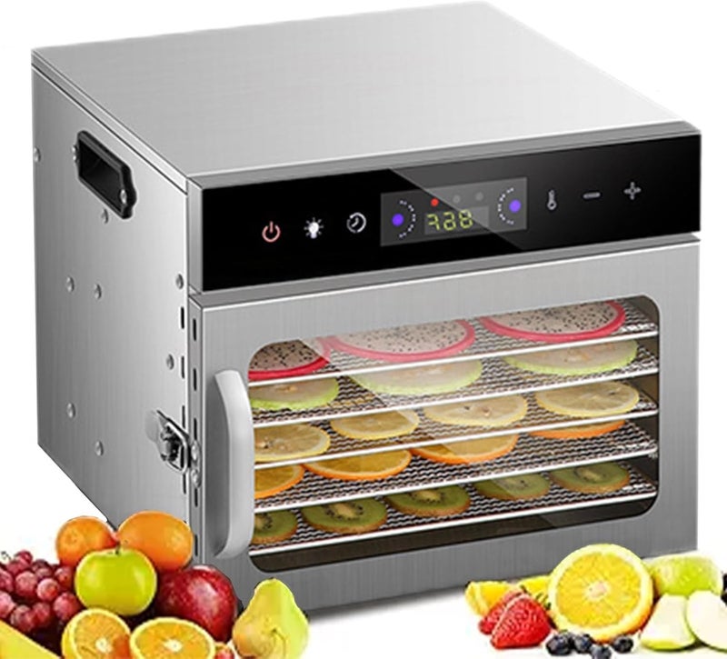 TDOO Food Dehydrator Machine, 6 Layer Stainless Steel Trays Jerky Dryer with Digital Adjustable Timer & Temperature Control, 194°F Dehydrated Dryer for Fruit, Herbs, Meat, Vegetables, Dog Treats, Yogurt - Image 1