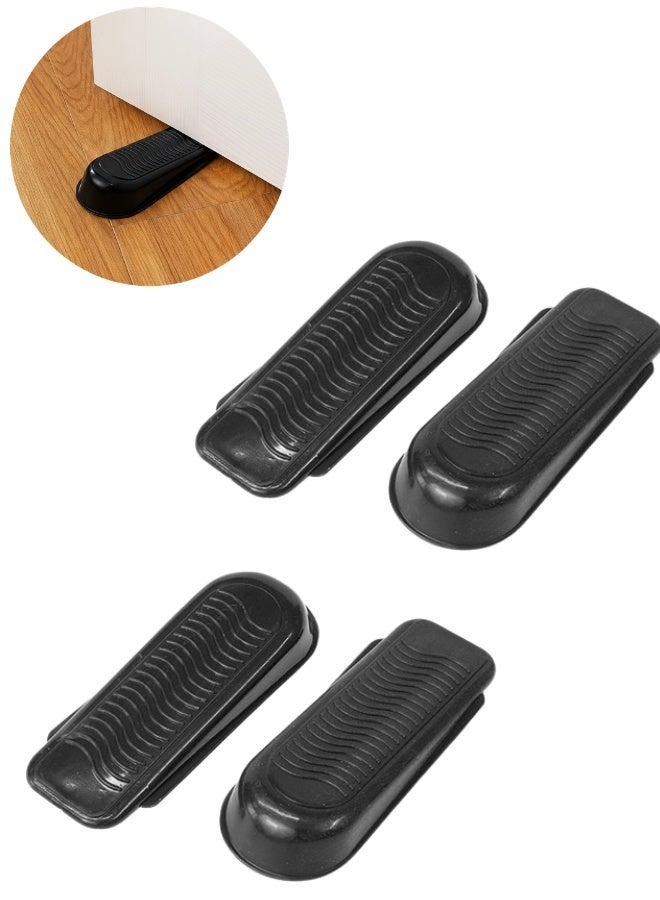 أسافين بلاستيكية متينة لإيقاف الأبواب - عبوة من 4 قطع مانعة للانزلاق للأرضيات - تمنع الأبواب من الارتطام أو الإغلاق - مثالية للمنزل والمكتب والفصول الدراسية - أسود - Image 1