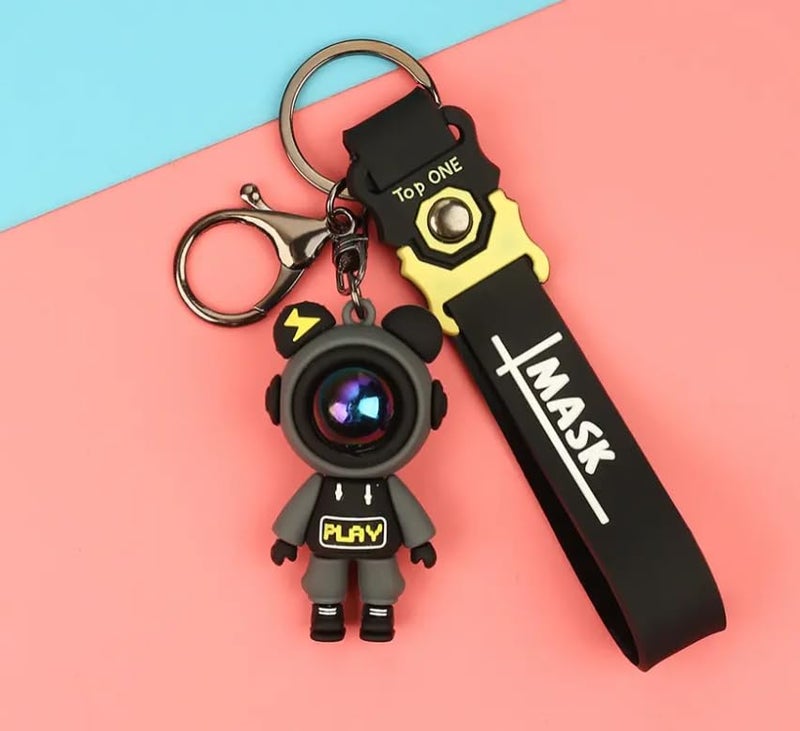 AEROSTARK Cartoon Characters Keychain for Girls Boys, Cute Silicon Keychains Accessories Keyring Key Purse Backpack Car Charms for Kids Gifts (Space Man Black 1Pc) - Image 4
