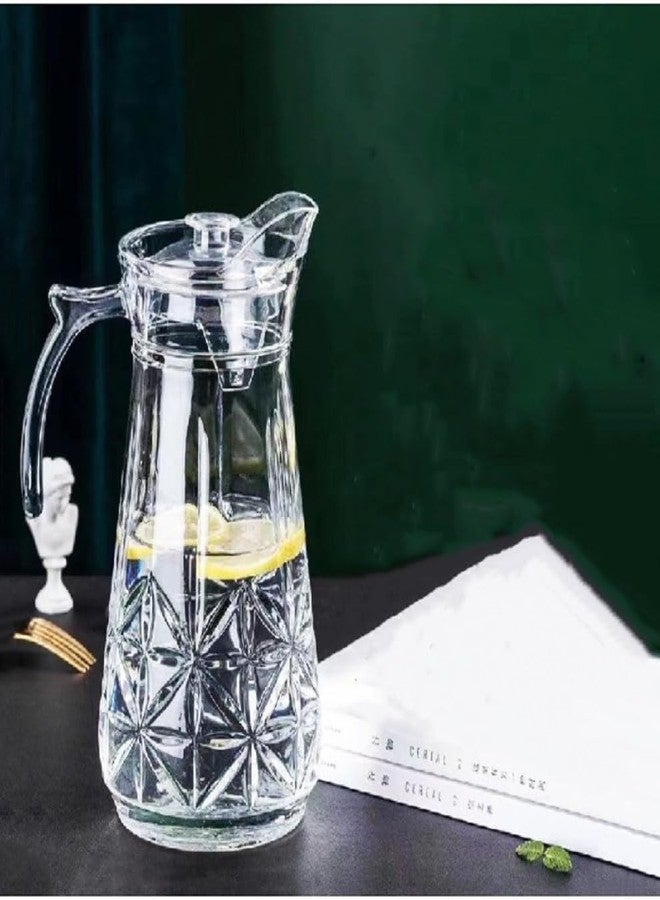 AMBSS SYS Elegant Crystle Pitcher Drinkware Set w 6 Highball Tumblers, Beautiful Jug with Lid, Handle & Spout for Chilled Beverage Homemade Juice, Iced Tea or Water (7 pc set) - Image 5
