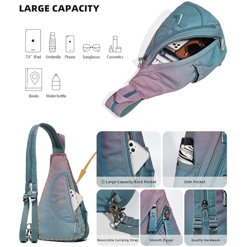 KL928 Canvas Sling Bag - Small Crossbody Backpack Shoulder Casual Daypack Rucksack for Men Women(Large Version) - Image 4