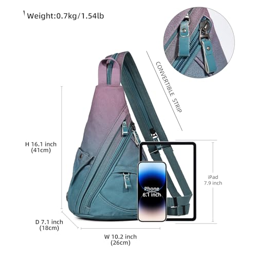 KL928 Canvas Sling Bag - Small Crossbody Backpack Shoulder Casual Daypack Rucksack for Men Women(Large Version) - Image 2