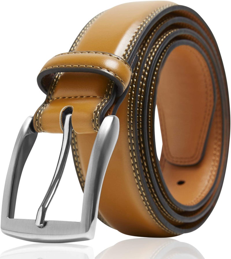 Access Denied Genuine Leather Dress Belts For Men - Mens Belt For Suits, Jeans, Uniform With Single Prong Buckle - Designed in the USA - Gifts For Men  - Image 1