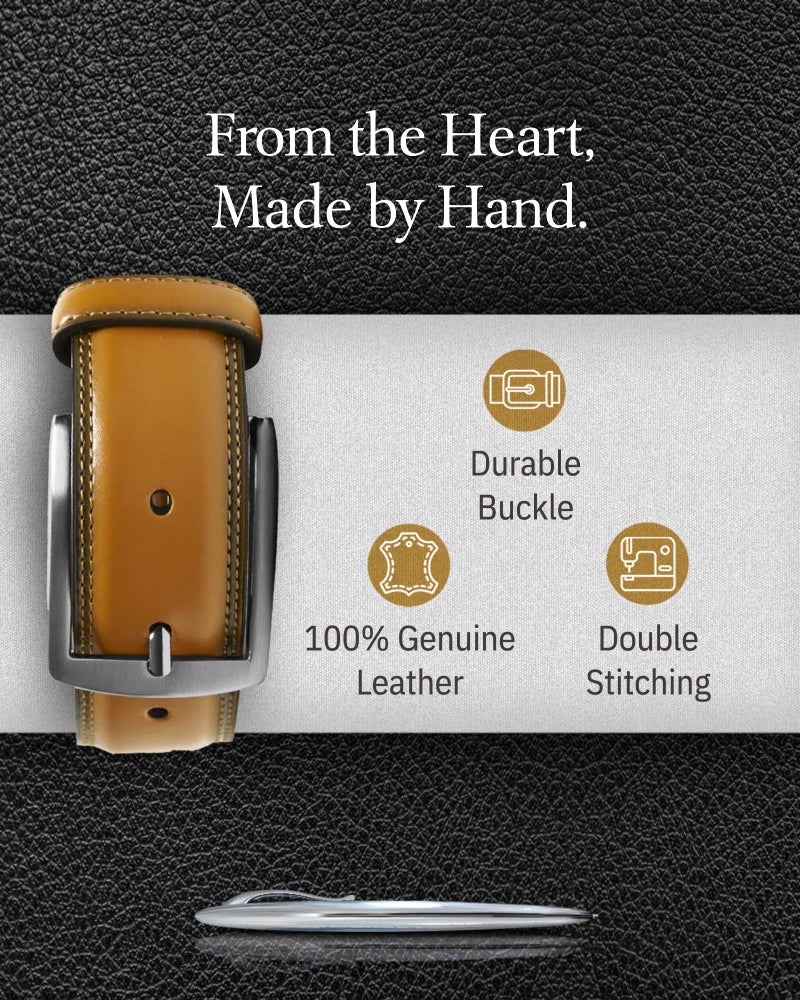 Access Denied Genuine Leather Dress Belts For Men - Mens Belt For Suits, Jeans, Uniform With Single Prong Buckle - Designed in the USA - Gifts For Men  - Image 3