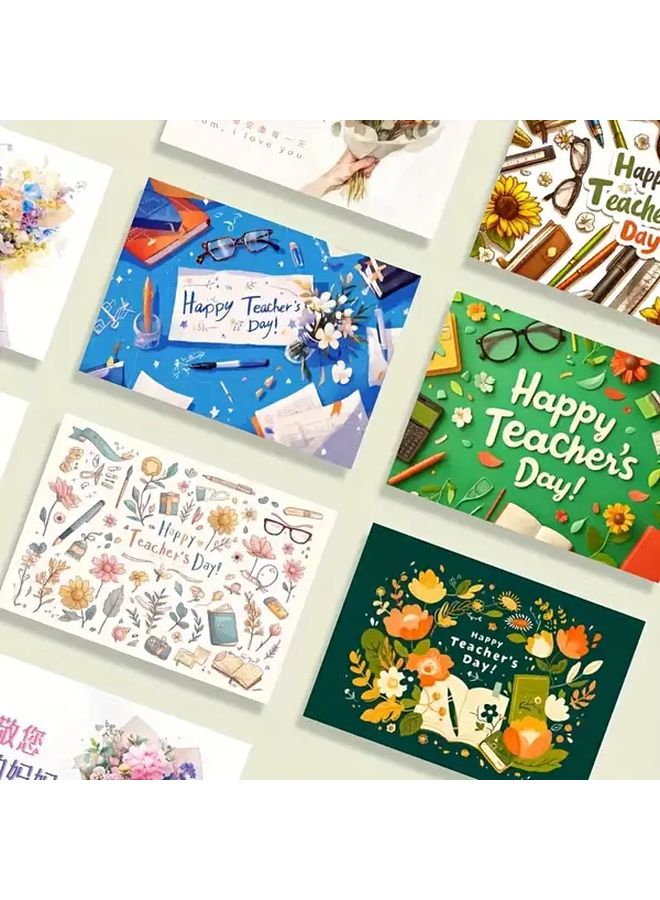 Teachers Day Greeting Cards 10pcs Set 4.49x3.15 Inch Handwritten Message Gift - Image 1