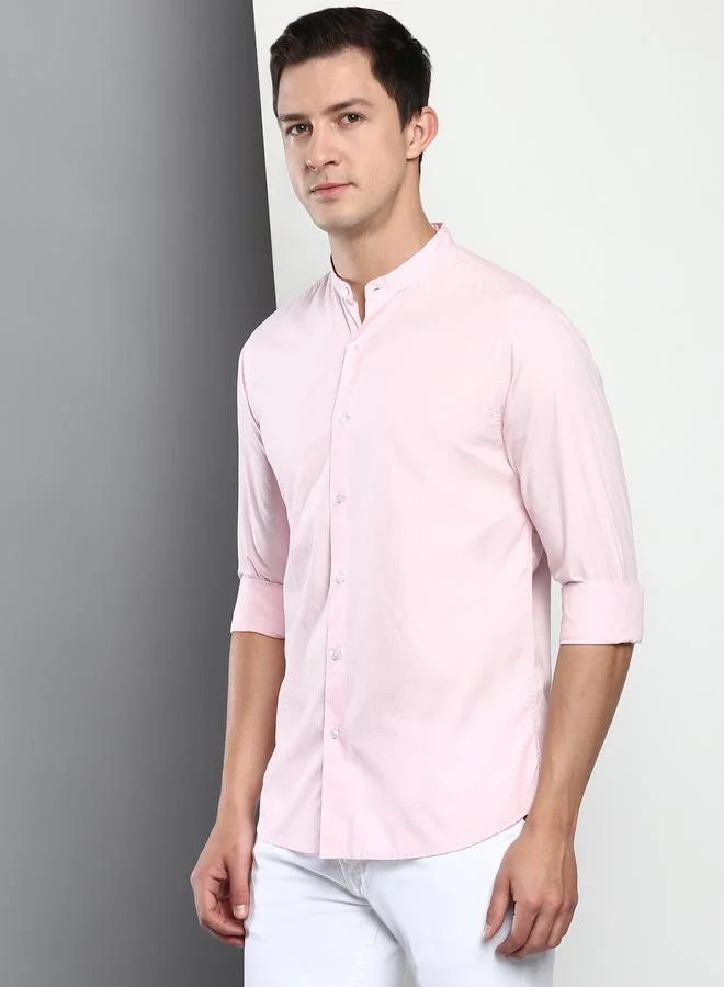 دينيس لينغو قميص كاجوال وردي بقصة ضيقة للرجال