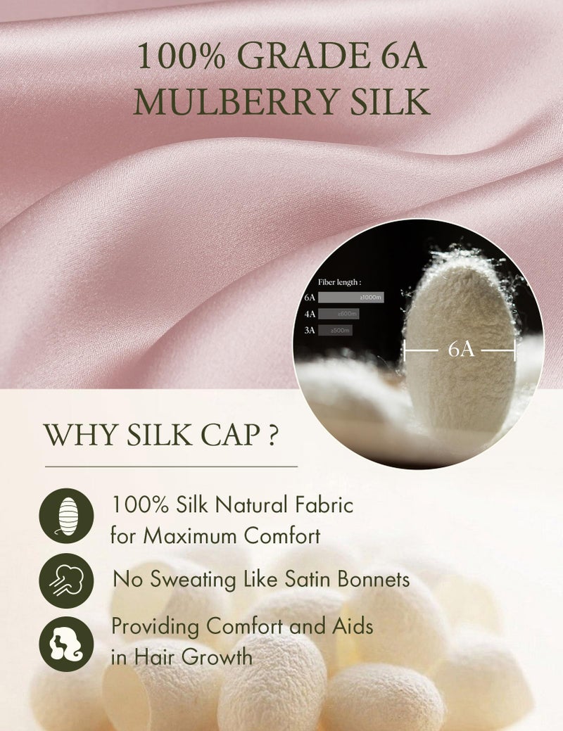 LilySilk Extra Long Silk Bonnet Sleep Cap for Women Soft Adjustable Hair Bonnet for Braids,Curly,Long Hair- Soft Elastic Band, Rosy Pink - Image 5