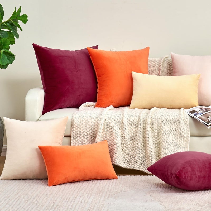 GriNeed Throw Pillow Covers Brown Decorative Velvet Set of 2 16x16 Inch Pillow Covers, Soft Tan Pillowcases for Couch Sofa Bed Living Room, Farmhouse Neutral Taupe Decor, Accent Khaki Cushion Covers - Image 3