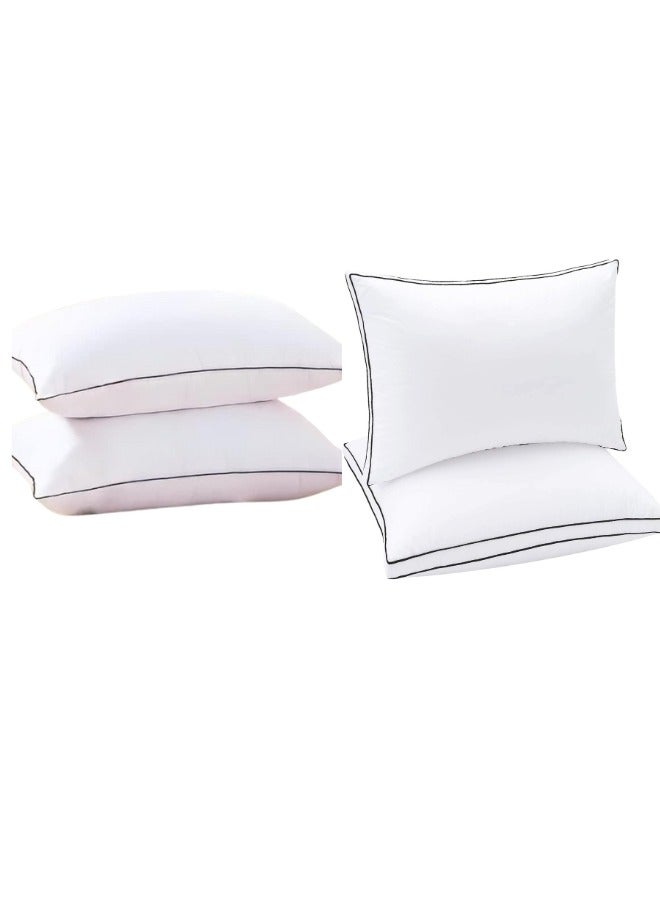 New Star 4-Piece Cotton Sleeping Pillow Set, Soft Fluffy Hotel Pillows with Flocked Design, (2200g) Sleeping Bed Pillow Size 50 x 75 cm with Luxury Down Alternative Filling Hotel Style - Image 1