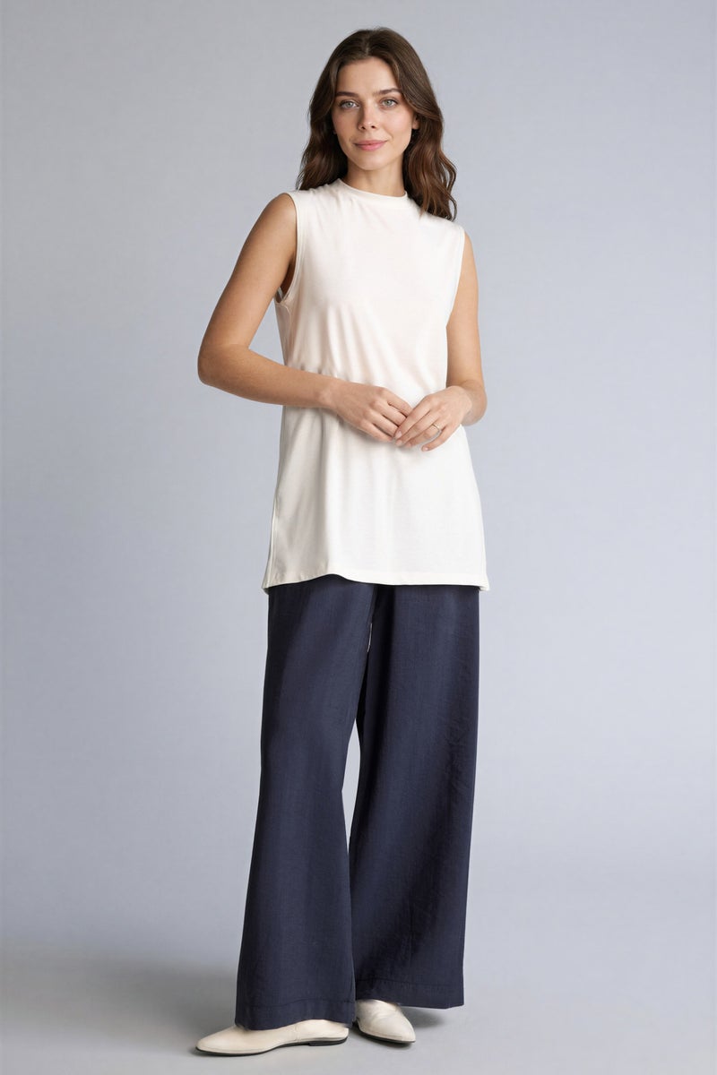 DeFacto Beige Woman Regular Fit Crew Neck Short Sleeve Tunic Casual - Image 2