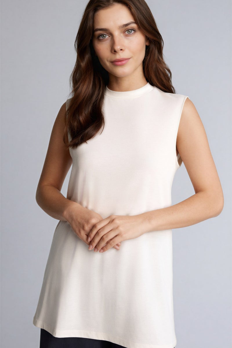 DeFacto Beige Woman Regular Fit Crew Neck Short Sleeve Tunic Casual - Image 1