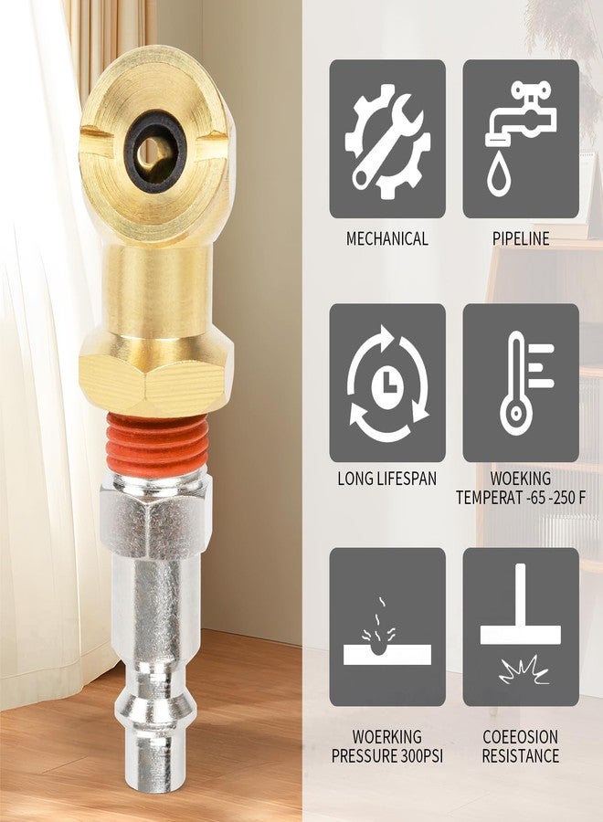 ChillWaves 1/4" Portable Air Chuck，Brass Closed Ball Inflator with 1/4" NPT Industrial Air Plug for Inflator Gauge Nozzle Compressor Accessories，Air Compressor Tire Attachment(4-PACK) - Image 3