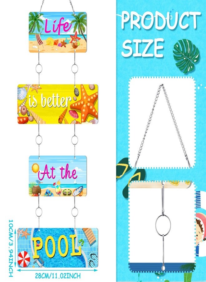 Shimeyao Summer Hanging Beach Sign Decor Summer Outdoor Pool Decor Sea Decorations Sign Patio Pool Signs Metal Hanging Bar Plaque Endless Beach Themed Plaque for Poolside Outdoor Yard(Cute Style) - Image 2