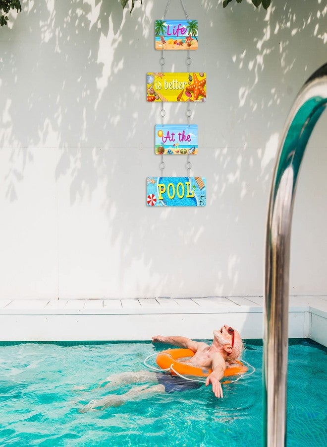 Shimeyao Summer Hanging Beach Sign Decor Summer Outdoor Pool Decor Sea Decorations Sign Patio Pool Signs Metal Hanging Bar Plaque Endless Beach Themed Plaque for Poolside Outdoor Yard(Cute Style) - Image 4