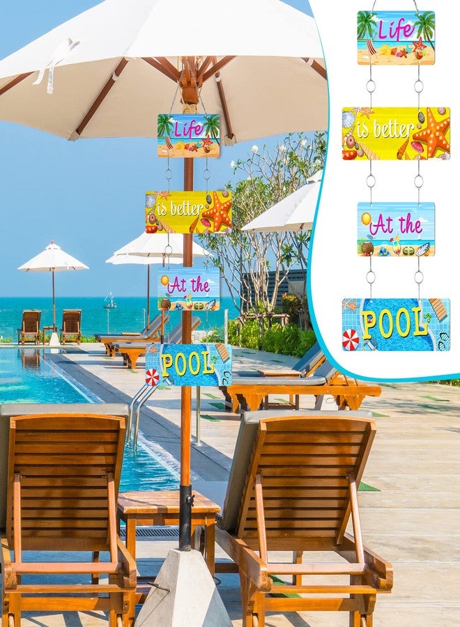 Shimeyao Summer Hanging Beach Sign Decor Summer Outdoor Pool Decor Sea Decorations Sign Patio Pool Signs Metal Hanging Bar Plaque Endless Beach Themed Plaque for Poolside Outdoor Yard(Cute Style) - Image 5