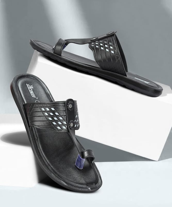 PARAGON Men's Slip On Black Sandals | Trendy Casual Slip-on Sandals with Cushioned Footbed, and Durable Construction | Perfect for Everyday Casual Wear(UK: 6) - Image 2