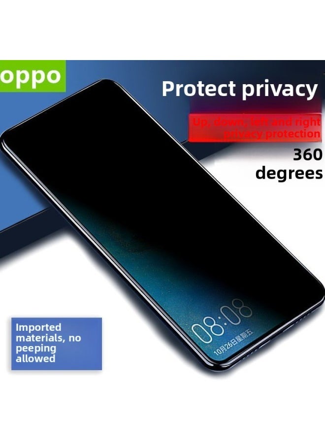 Generic - For OPPO Reno7/8 360 Degree Anti-peep Tempered Film FindX8 Rrno12F Four-sided Anti-peep Film-Color:360-degree Silk Screen Anti-peeping Belt Plate Black-Dimensions:Reno ACE - Image 1
