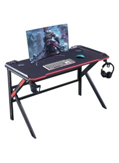 Cool Baby Gaming Desk Z Shaped Large PC Computer Gaming Desks Tables with Cup Holder and Headset Hook for E-Sport Racing Gamer Pro Home Office Gift E-Sports Carbon Fiber Table  - Image 1