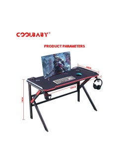 Cool Baby Gaming Desk Z Shaped Large PC Computer Gaming Desks Tables with Cup Holder and Headset Hook for E-Sport Racing Gamer Pro Home Office Gift E-Sports Carbon Fiber Table  - Image 2
