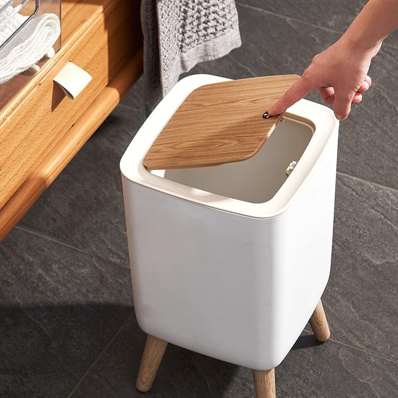 MIXEN Stylish Square Shaped Plastic Trash Can AntiOdour Modern Garbage Bin with Press Top Lid for Kitchen Bedroom Bathroom Living Room Office 10Ltr - Image 5
