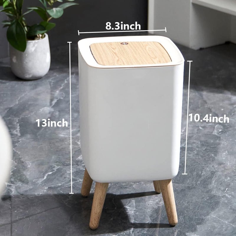 MIXEN Stylish Square Shaped Plastic Trash Can AntiOdour Modern Garbage Bin with Press Top Lid for Kitchen Bedroom Bathroom Living Room Office 10Ltr - Image 3