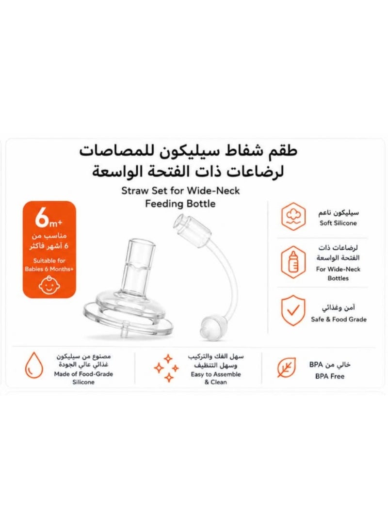 ROVCO Silicone Straw Nipple for Wide-Neck Feeding Bottles, Food-Grade, BPA-Free, Transparent, 1 Piece - Image 2