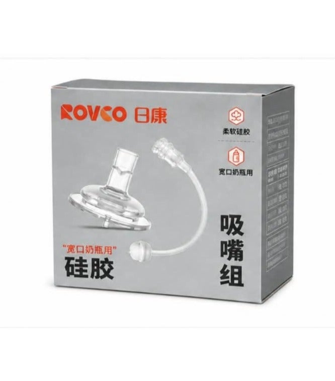 ROVCO Silicone Straw Nipple for Wide-Neck Feeding Bottles, Food-Grade, BPA-Free, Transparent, 1 Piece - Image 1