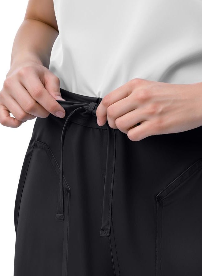 NY Threads Scrub Pants for Women Workwear Drawstring Scrub Pants Soft Stretch 5 Pockets, X-Small, Black - Image 4