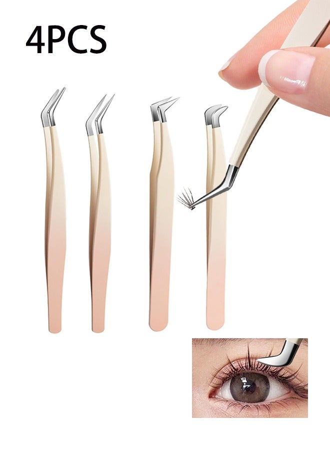 Generic 4 Straight Lash Tweezers for Eyelash Extensions - Pointed Tweezers, Anti-Rust, Stainless Steel Isolation Lash Supplies - Image 1