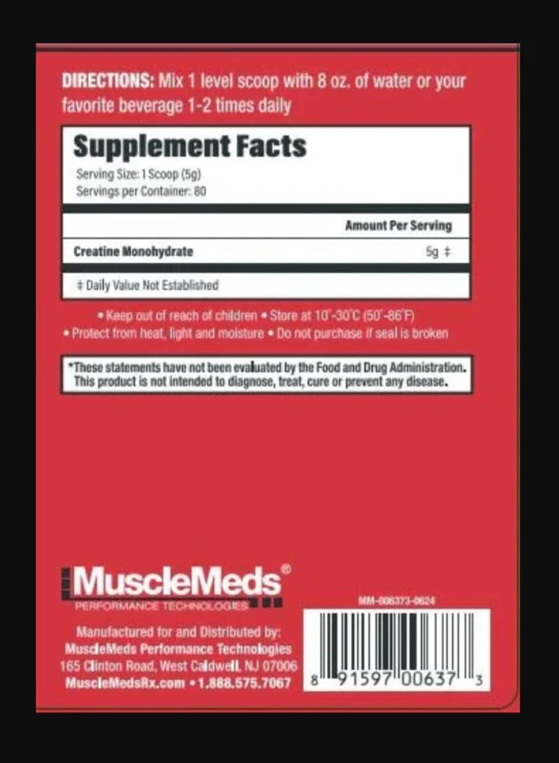 MUSCLEMEDS Creatine Monohydrate - 400gm - 80 serving - Unflavored - Image 2