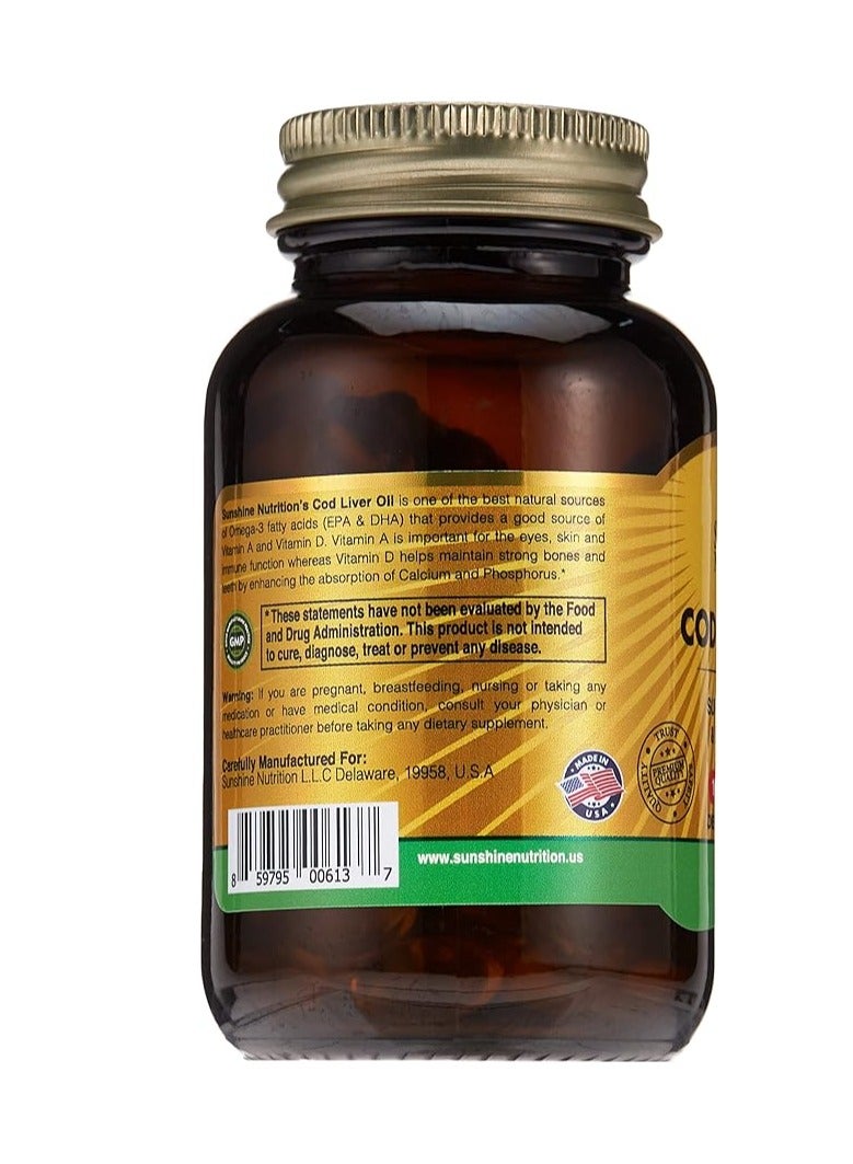 SUNSHINE NUTRITION Cod Liver Oil 100 Softgels  - Image 2