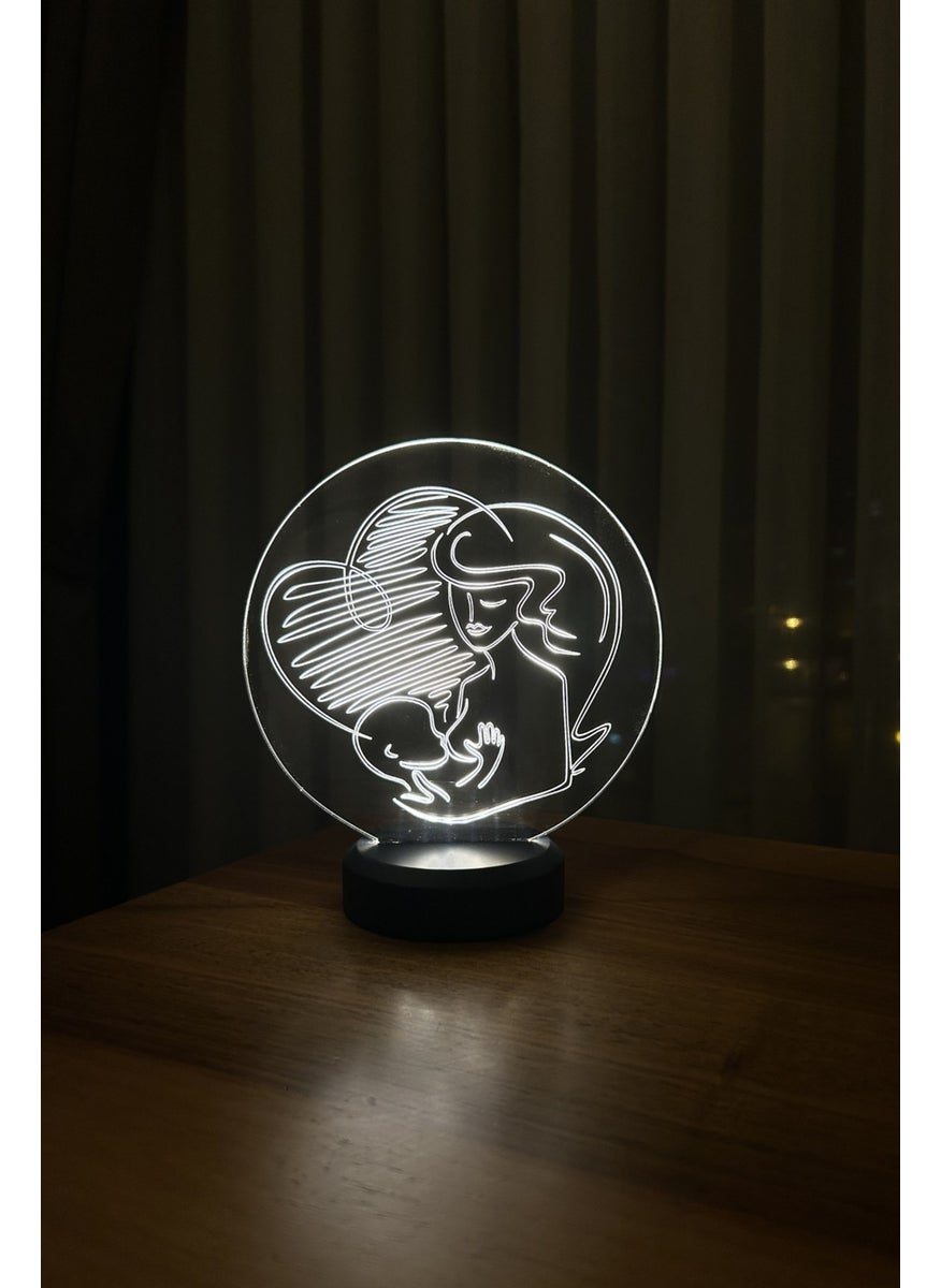By-Lamp Mother's Day Gift. Mother-Child and Heart Figured LED Table Lamp  - Image 1